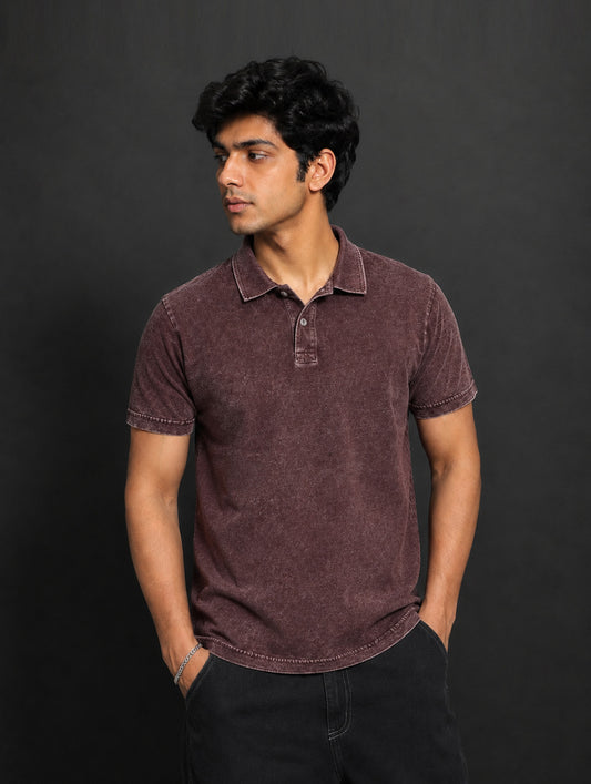 Acid Wash Polo T-Shirt #BM04