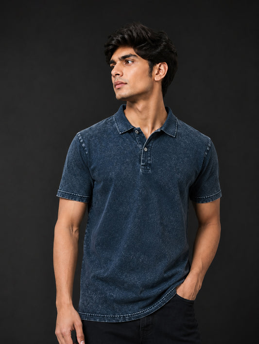 Acid Wash Polo T-Shirt #BM05