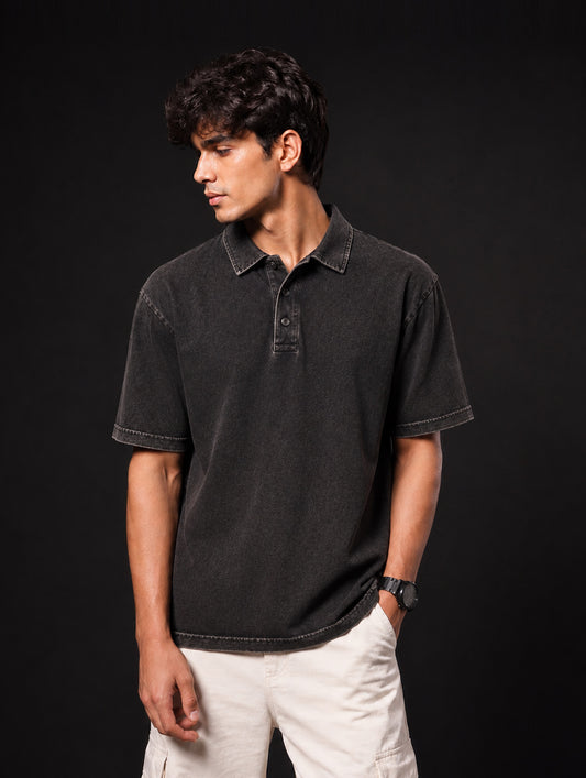 Acid Wash Polo T-Shirt #BM06