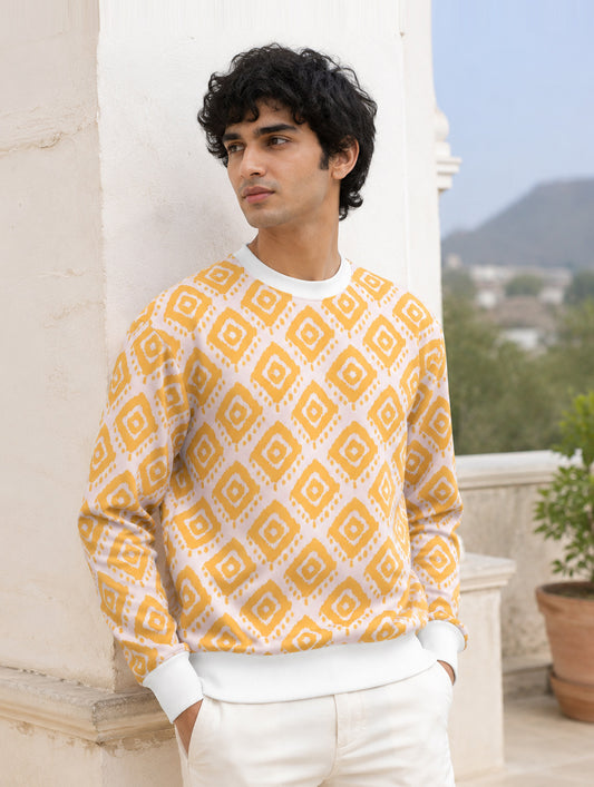Ethnic Diamond Print Sweatshirt