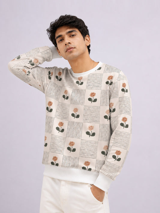 Floral Block Pattern Sweatshirt