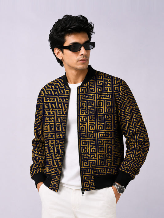 Greek Key Seamless Pattern Bomber Jacket