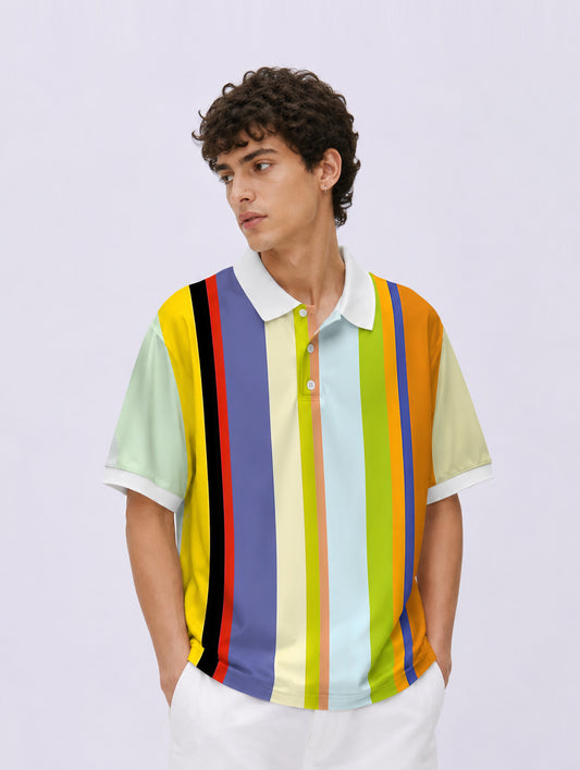 Multicolor Striped Polo T-Shirt