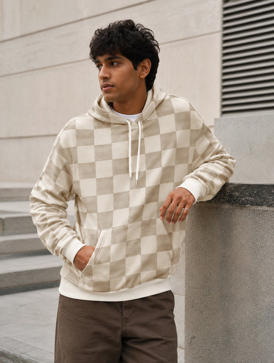 Checkerboard Print Hoodie