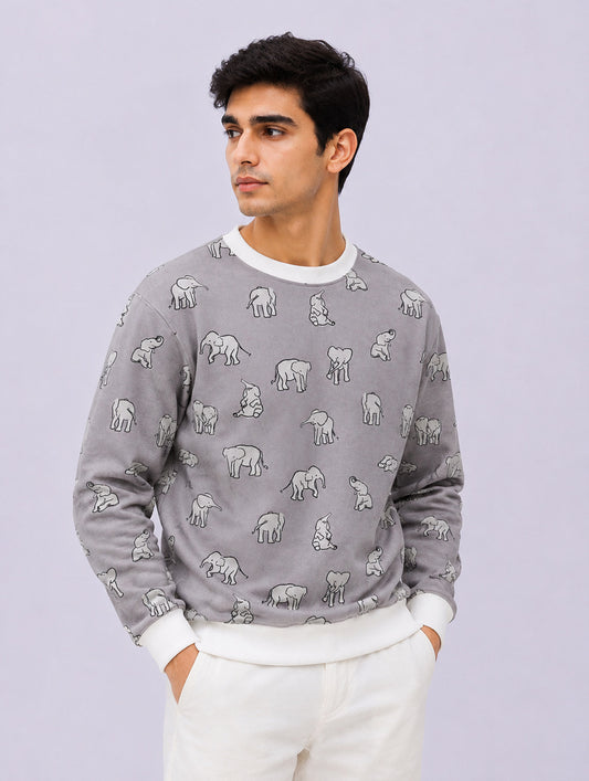 Sketch Elephant Motif Sweatshirt