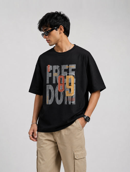 Freedom Black Oversized T-Shirt