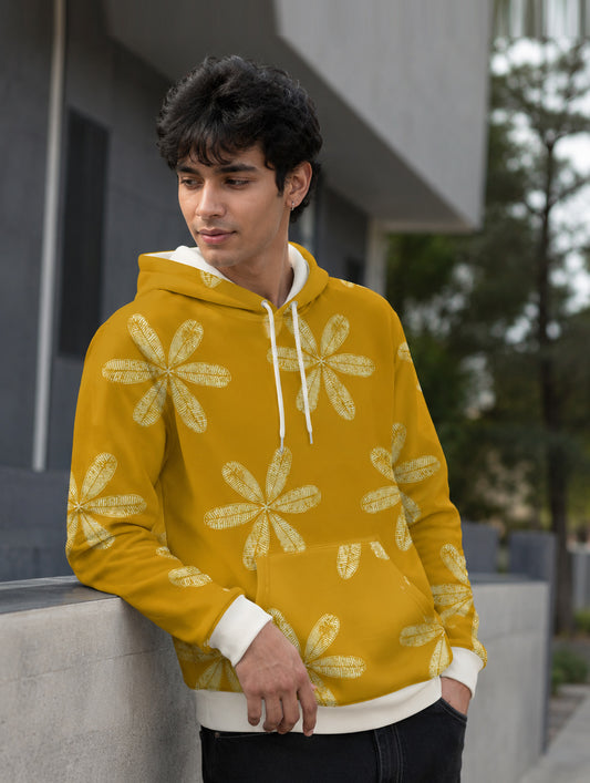 Hand-Drawn Daisy Pattern Hoodie
