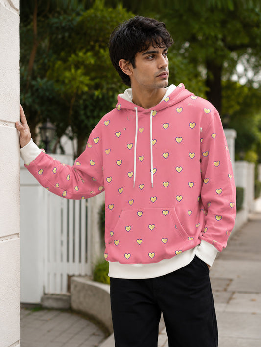 Seamless Heart Print Hoodie