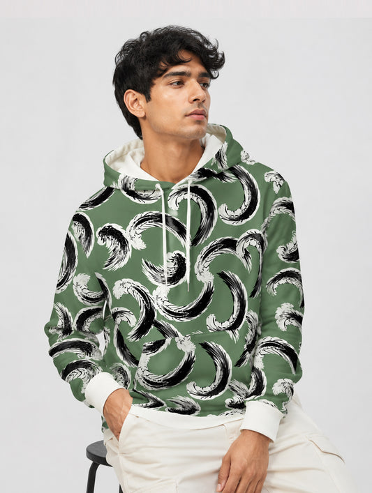 Zen Brush Stroke Print Hoodie