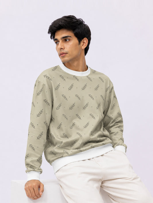 Leaf Sprig Print Sweatshirt