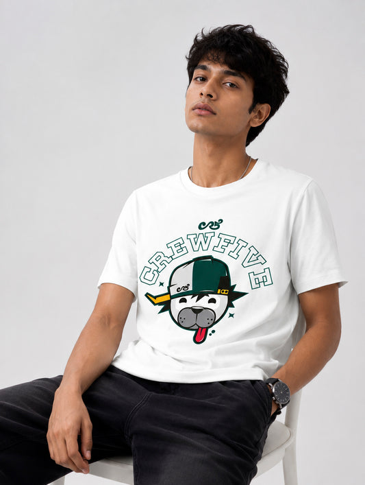 Crewfive White Print T-Shirt