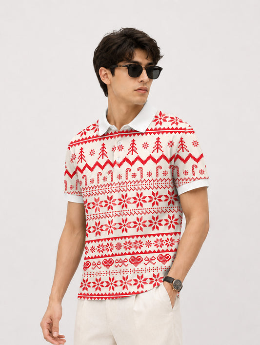 Fair Christmas Pattern Polo Tee