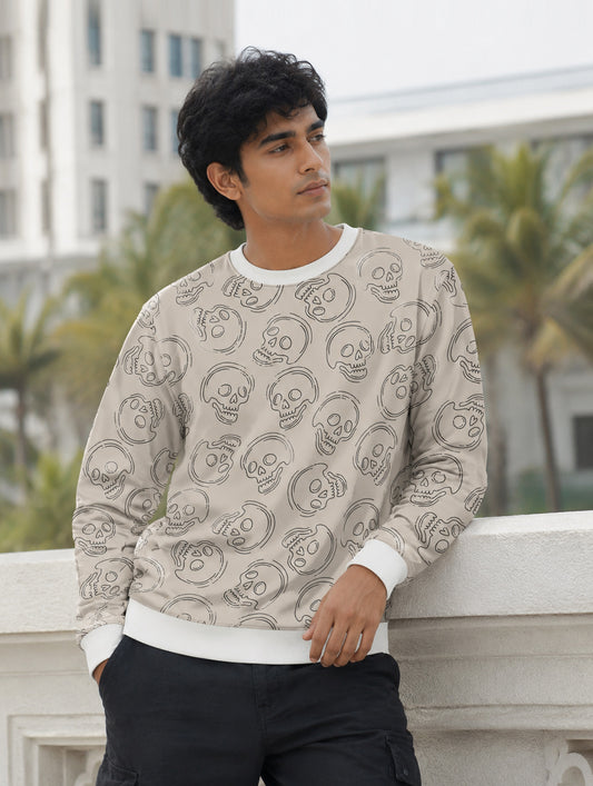 Skull Doodle Print Sweatshirt
