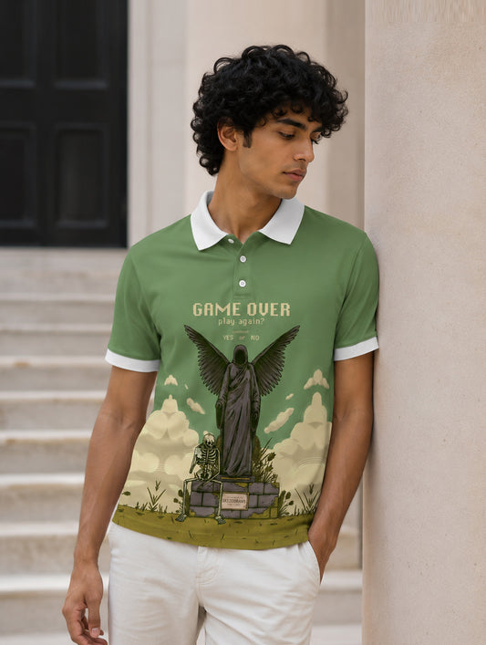 Game Over Printed Polo T-Shirt