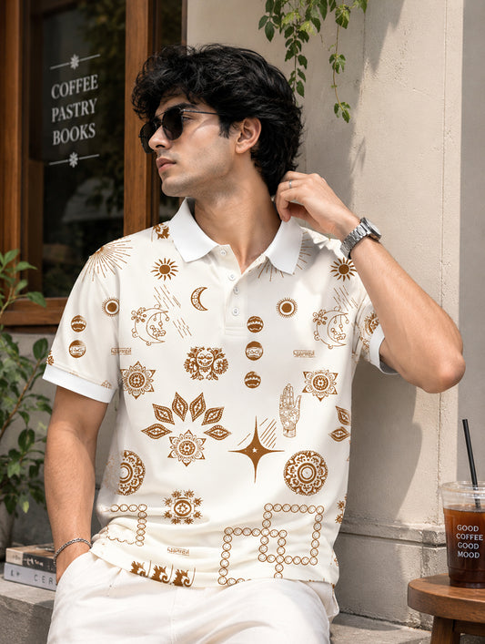 Ethnic Mandala Print Polo