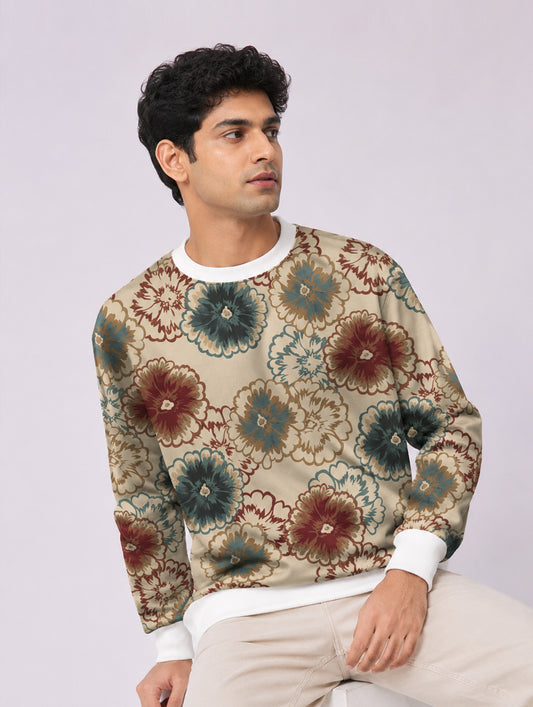 Retro Blossom Pattern Sweatshirt