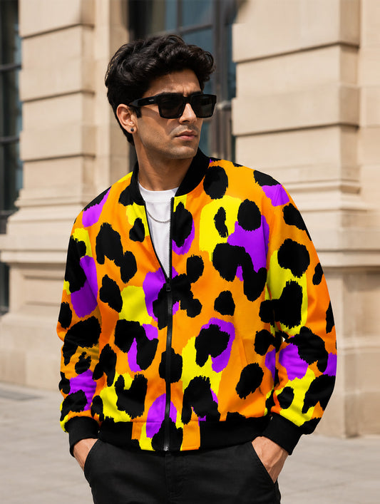 Modern Animal Print Bomber Jacket