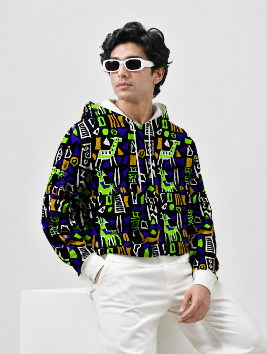 Tribal Animal Motif Hoodie