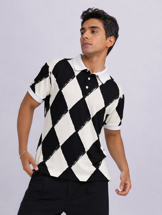 Black Diamond Printed Polo T-Shirt