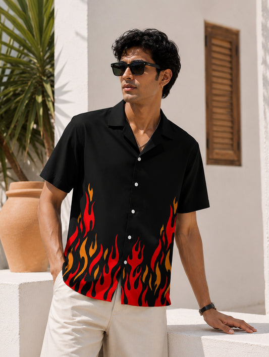 Black Fire Printed Shirt