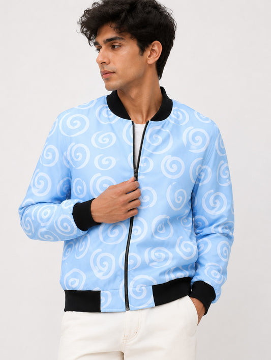 Retro Spiral Print Bomber Jacket