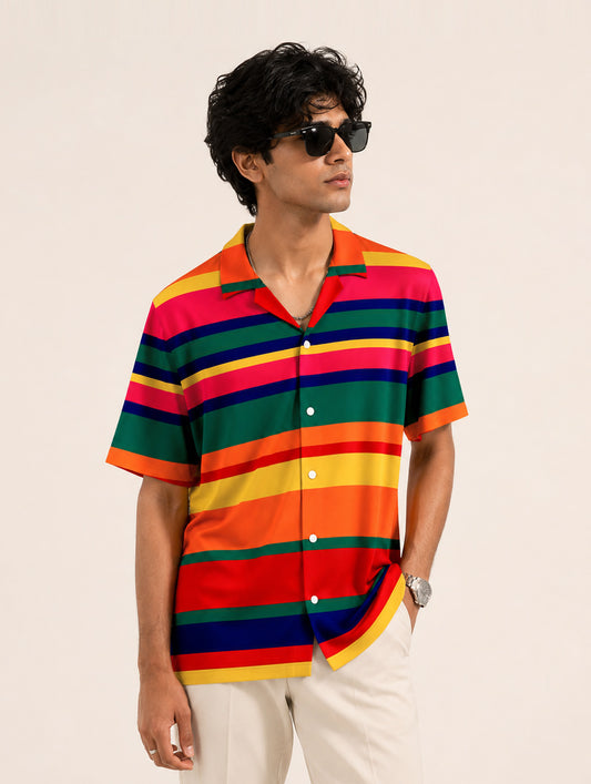 Rainbow Stripe Print Shirt