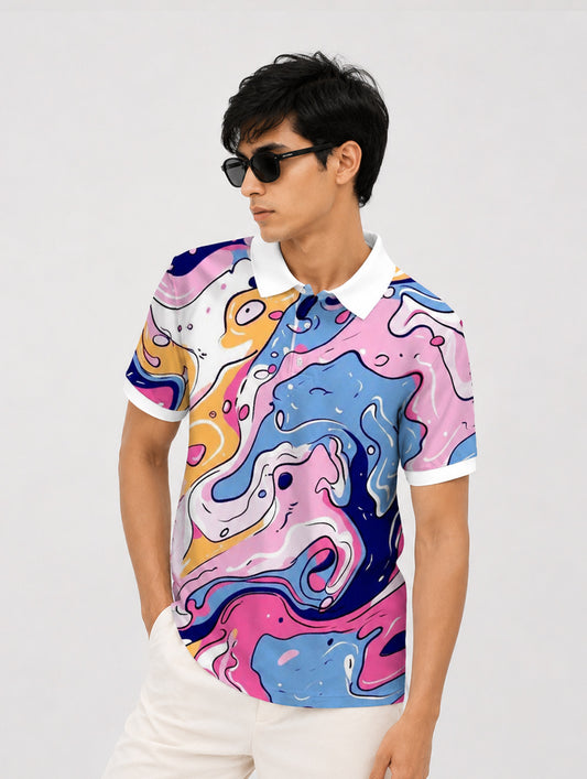 Abstract Fluid Art Polo T-Shirt