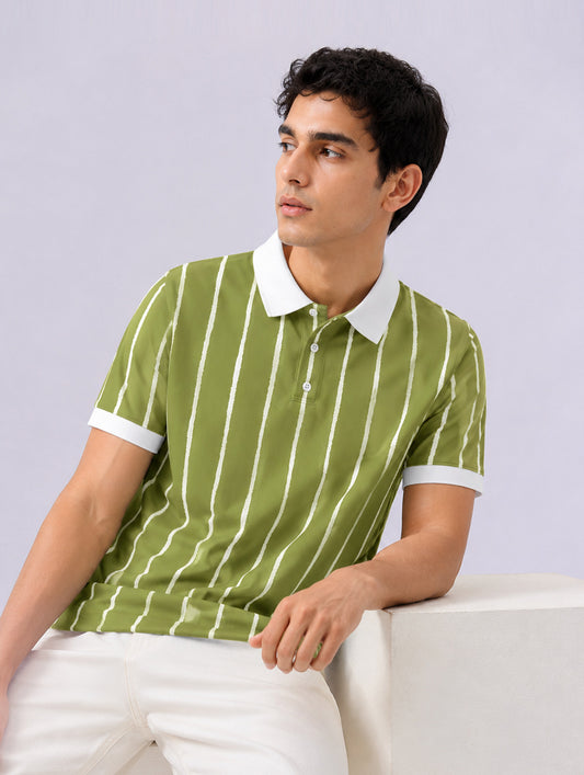 Classic Vertical Stripe Polo Tee