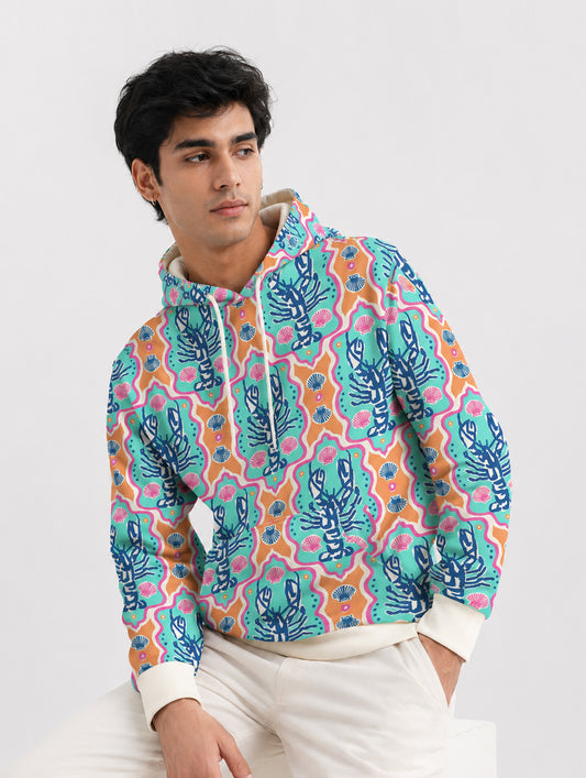 Coastal Seafood Motif Hoodie