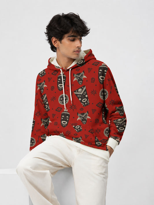 Ethnic Mask Pattern Hoodie