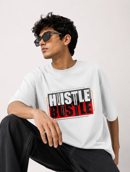Hustle Bustle White Oversize T-Shirt