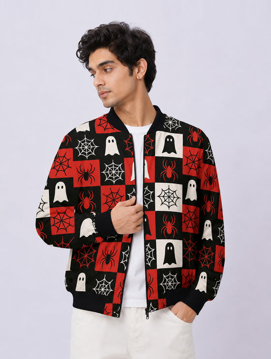 Halloween Block Print Bomber Jacket