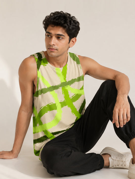 Green Motion Printed Sando