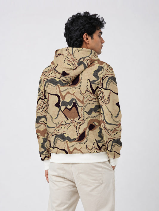 Organic Marble Wave Print Hoodie