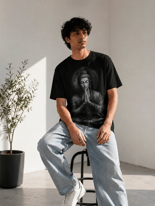 Meditating Buddha Print T-Shirt