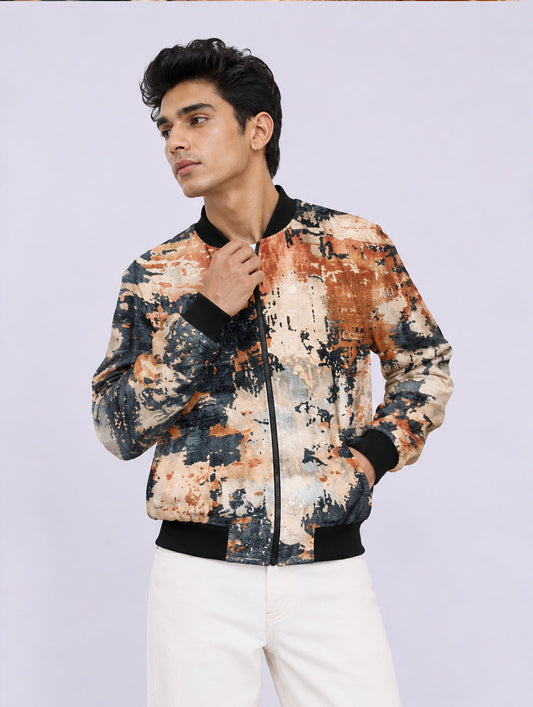 Urban Grunge Pattern Bomber Jacket