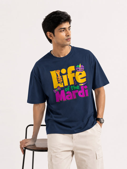 Life of Mardi Navy Blue Oversize T-Shirt