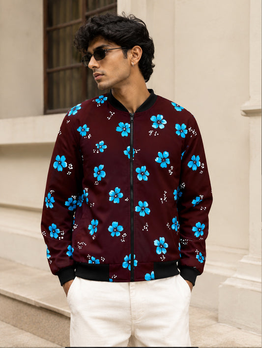 Cherry Blossom Scatter Print Bomber Jacket