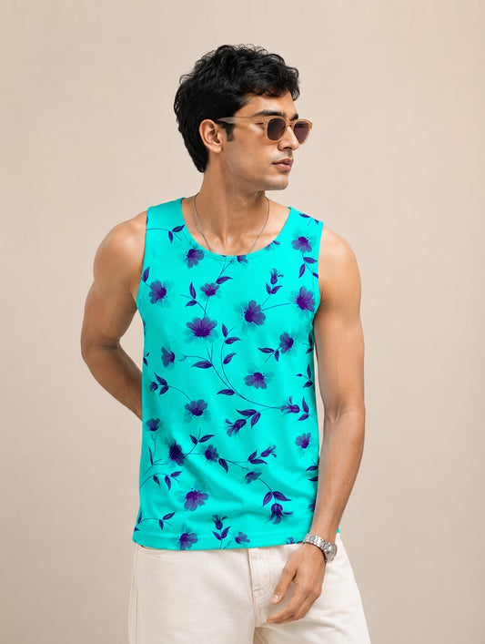 Aqua Blossom Printed Sando