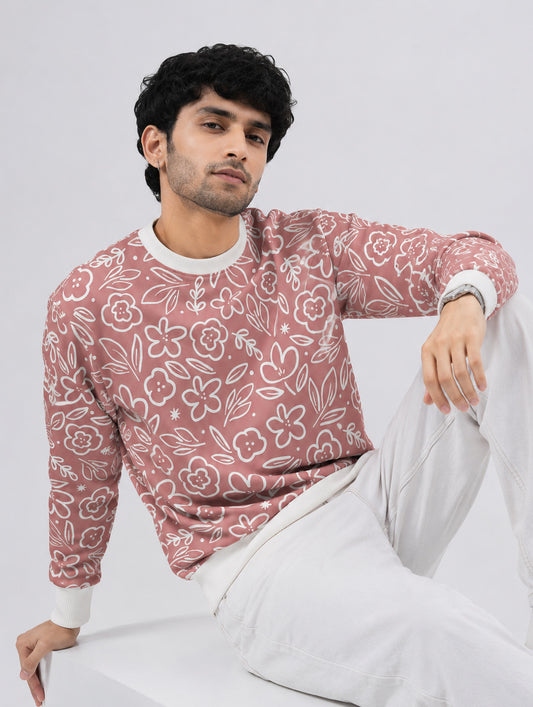 Folk Art Flower Pattern Sweatshirt