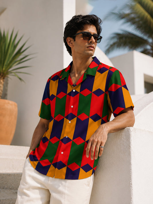 Geometric Cube Printed Shirt