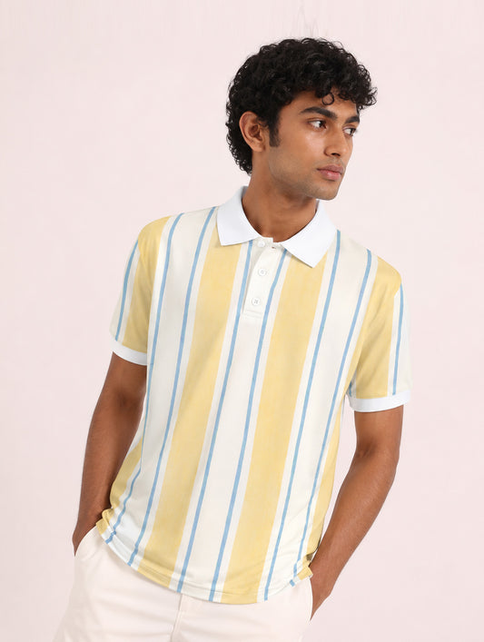 Pastel Vertical Stripe Polo T-Shirt