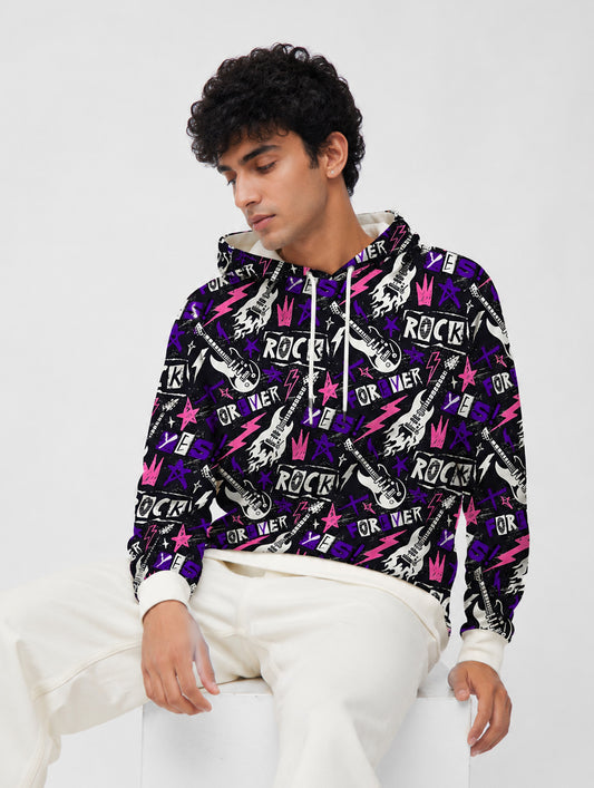 Rock Music Seamless Pattern Hoodie