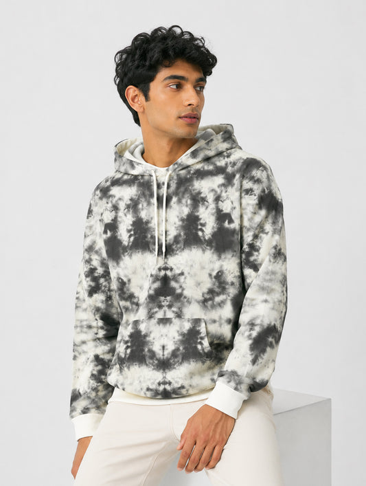 Black & White Tie-Dye Pattern Hoodie