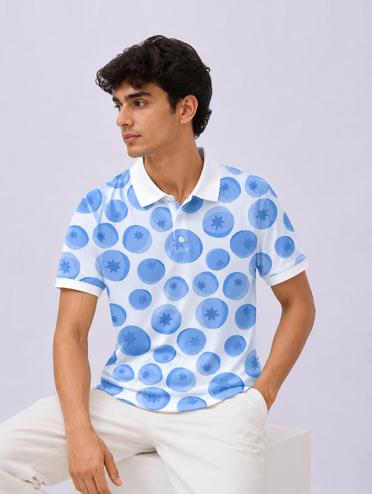 Star Dot Pattern Polo T-Shirt