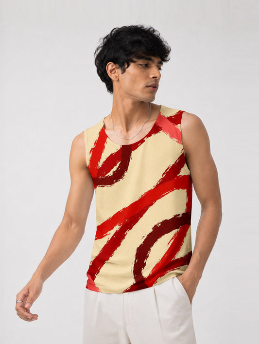 Crimson Flow Printed Sando