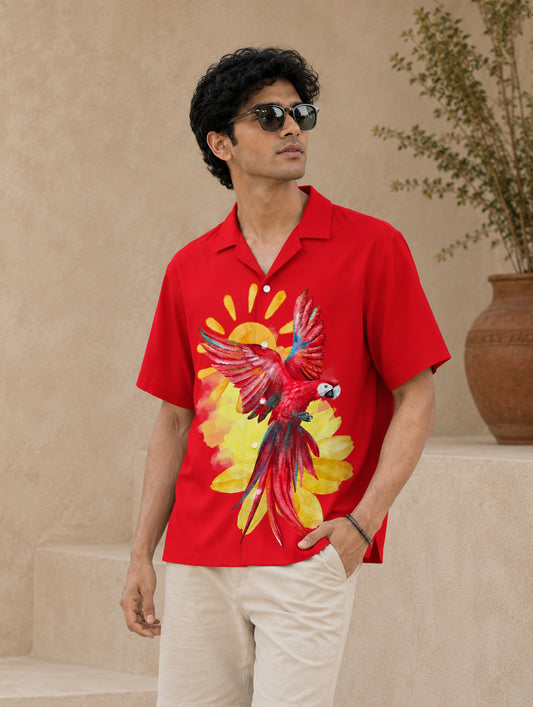 Sunset Macaw Print Shirt