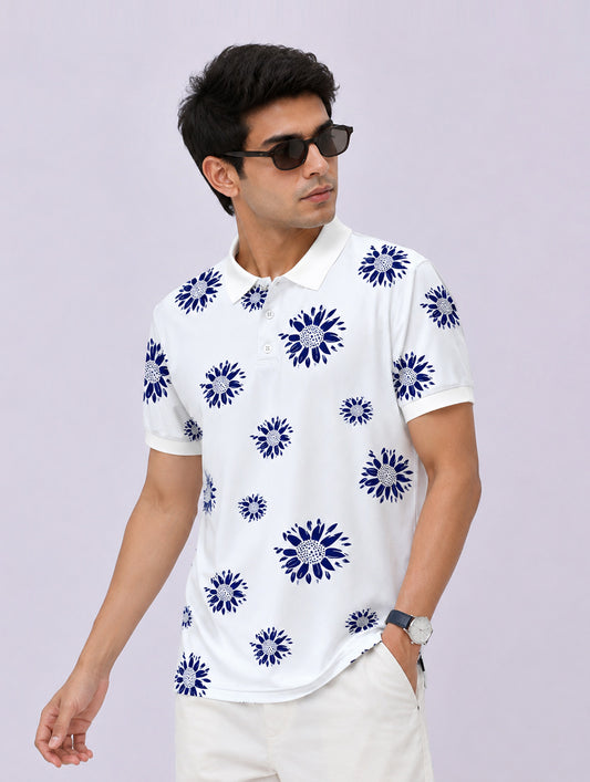 Daisy Motif Printed Polo Tees