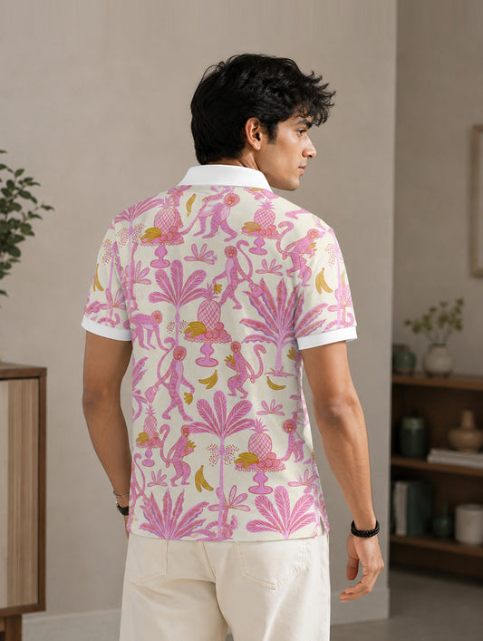 Monkey Jungle Printed Polo T-Shirt