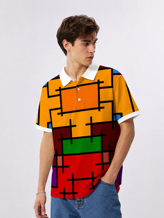 Colorful Geometric Pattern Polo